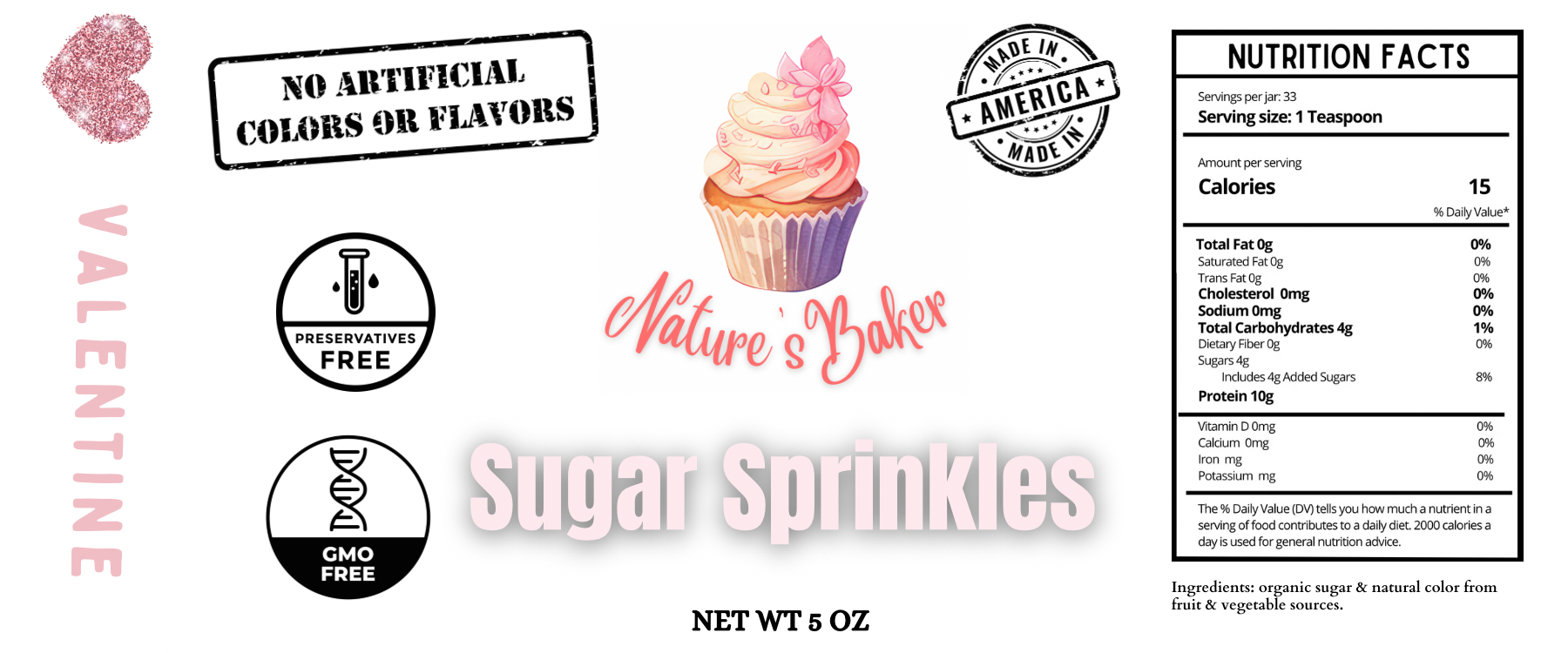 🩷 Valentine’s Sugar Sprinkles - Nature’s Baker