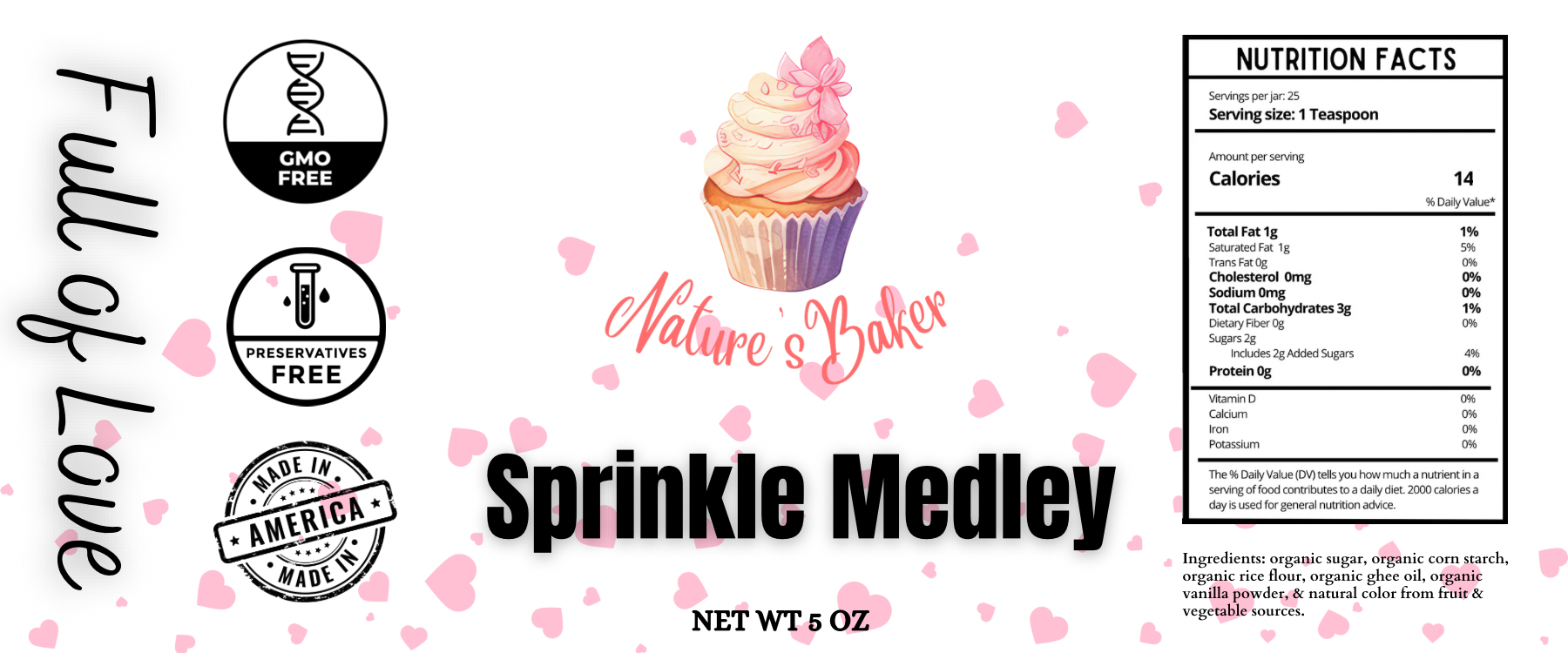 🩷 Full of Love Medley Sprinkles - 5oz - Nature’s Baker