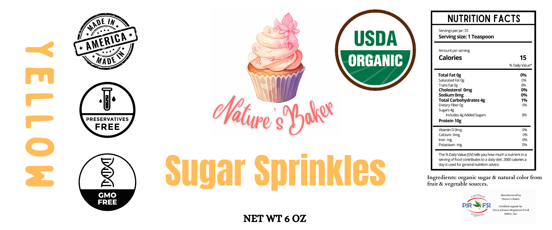 Wholesale Sugar Sprinkles - 5 jars - Nature’s Baker